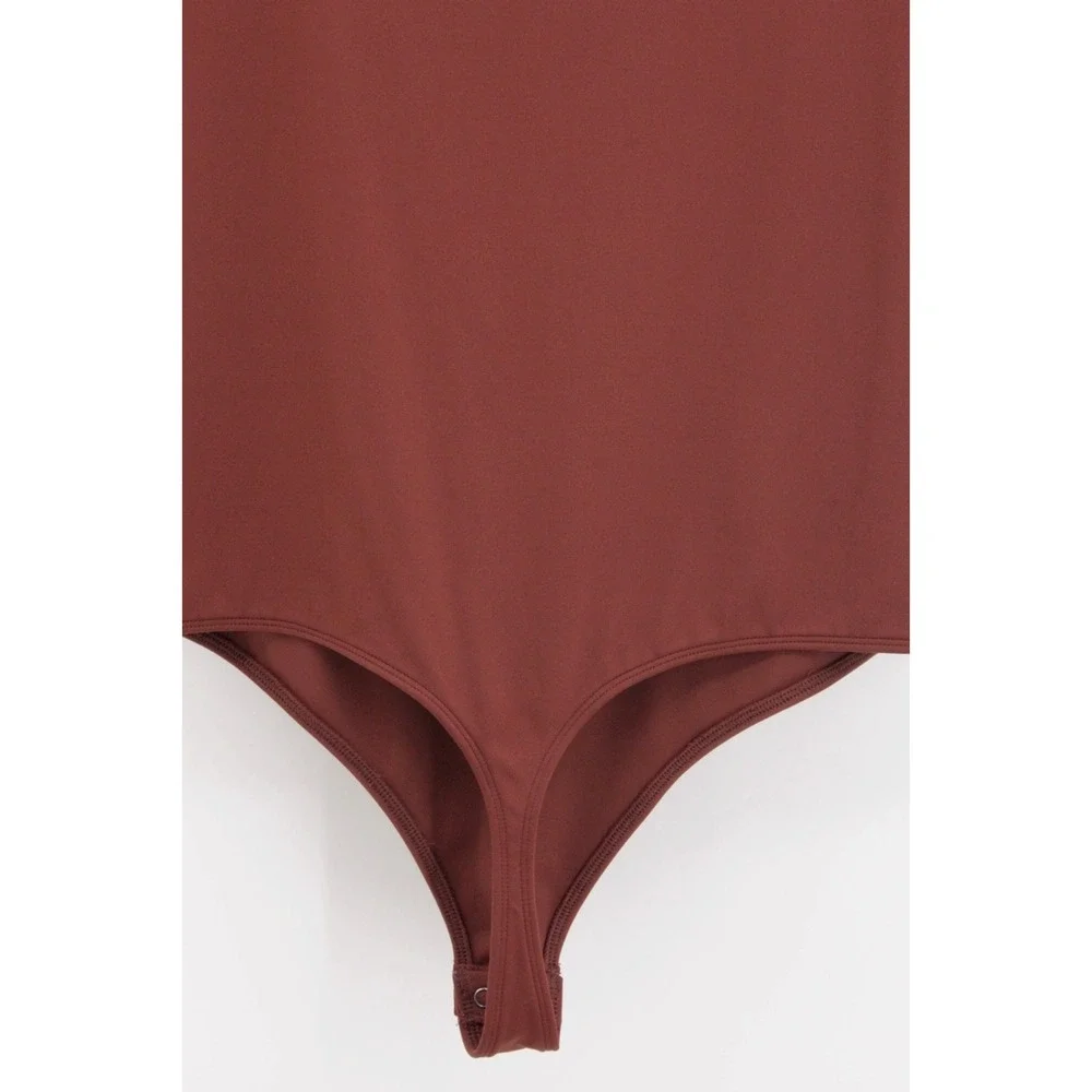 Express sleeveless body‎ contour thong bodysuit women's XL Cognac Brown
